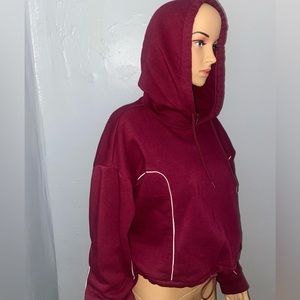 Burgundy Cropped Hoodie